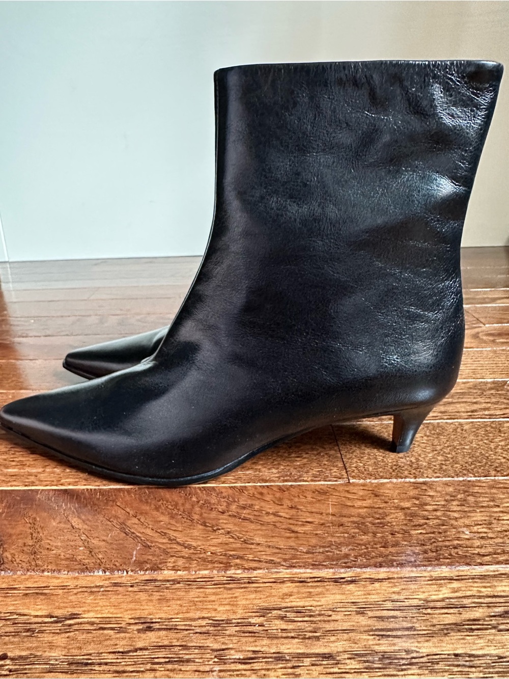 NWOB Madewell Emilie Ankle Boot Crinkled Patent Leather Black Sz 7 NX217 - Picture 9 of 16